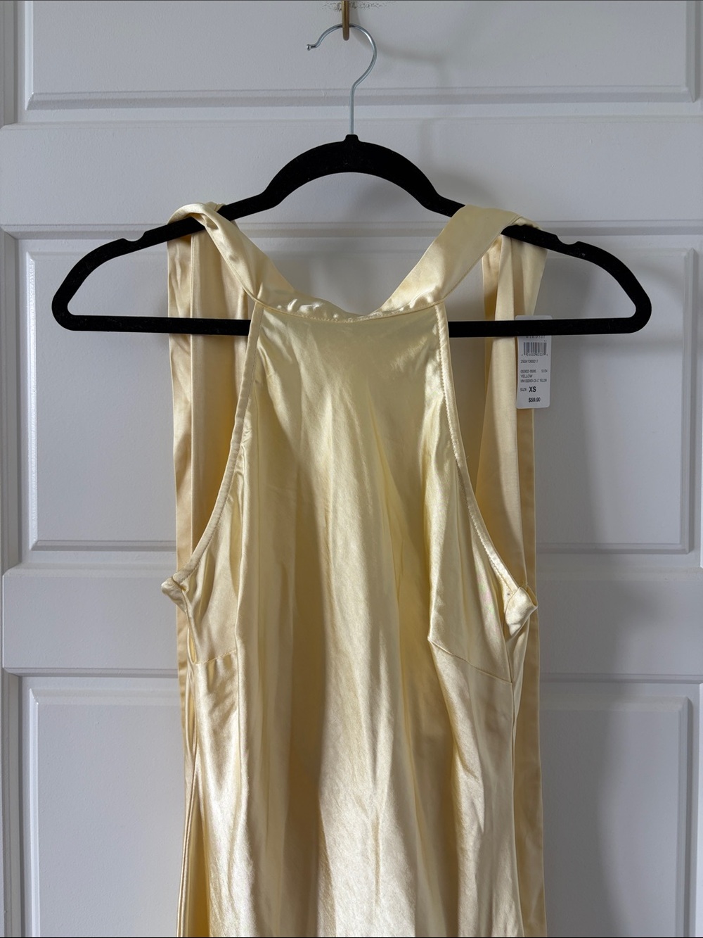 Windsor Pale Yellow Backless Satin Dress
